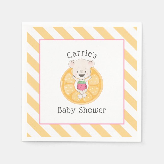 Serviette En Papier Teddy Bear Girl on Pool Baby shower flottant (Devant)