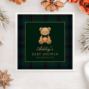 Serviette en papier Teddy Bear Green Tartan pour B