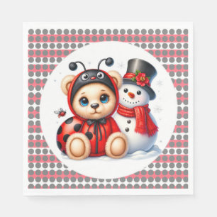 Serviette En Papier Teddy Bear Ladybug avec Baby shower Snowman