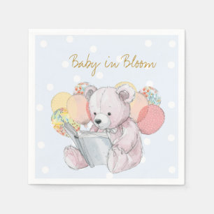 Serviette En Papier Teddy Bear lit un livre Baby in Bloom