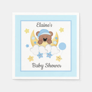 Serviette En Papier Teddy Bear Lune Nuages Stars Baby Boy Douche