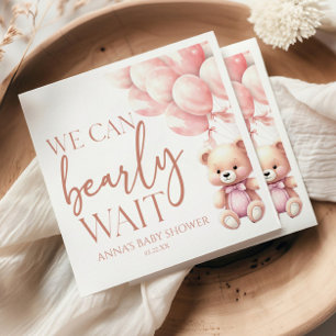 Serviette En Papier Teddy Bear Pink Nous Pouvons Bearly Wait Baby show