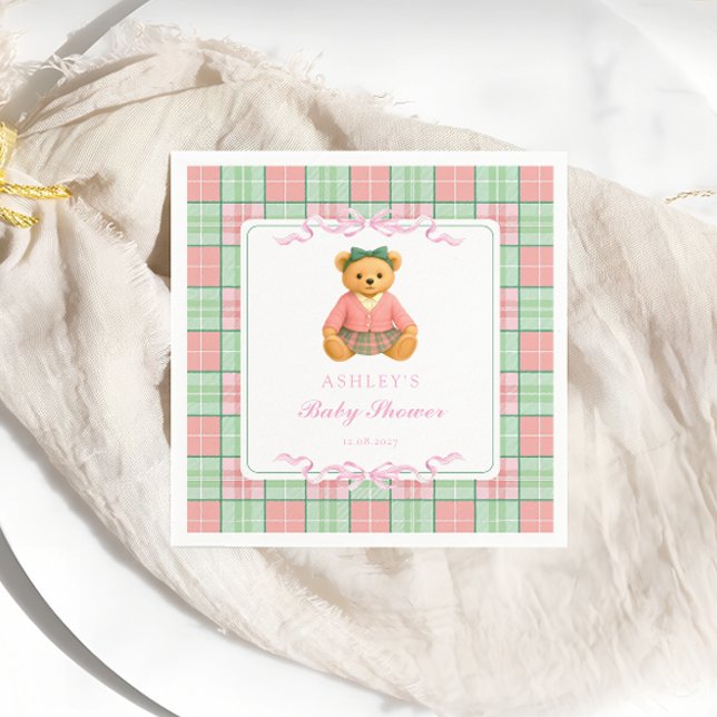 Serviette En Papier Teddy Bear Preppy Girl Baby shower (Créateur téléchargé)