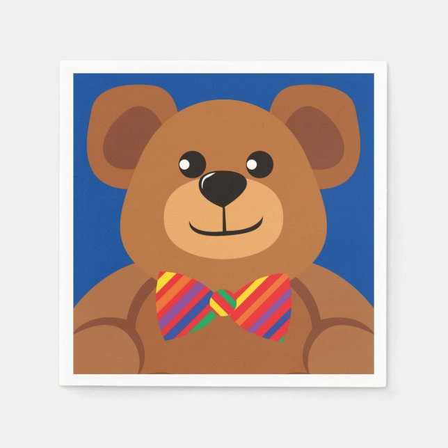 Serviette En Papier Teddy Bear Rainbow Cute 1ère fête anniversaire (Devant)