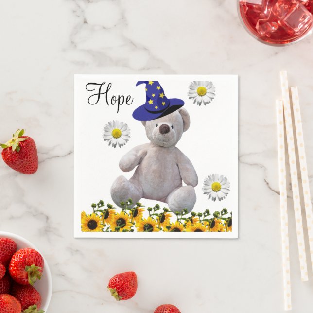 Serviette En Papier Teddy Teddy Livre de tournesol blanc (En situation)