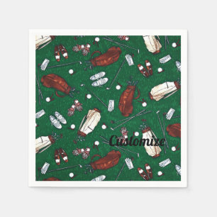 Serviette En Papier Tee Time Green Golf Motif Napkins