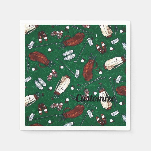 Serviette En Papier Tee Time Green Golf Motif Napkins (Devant)