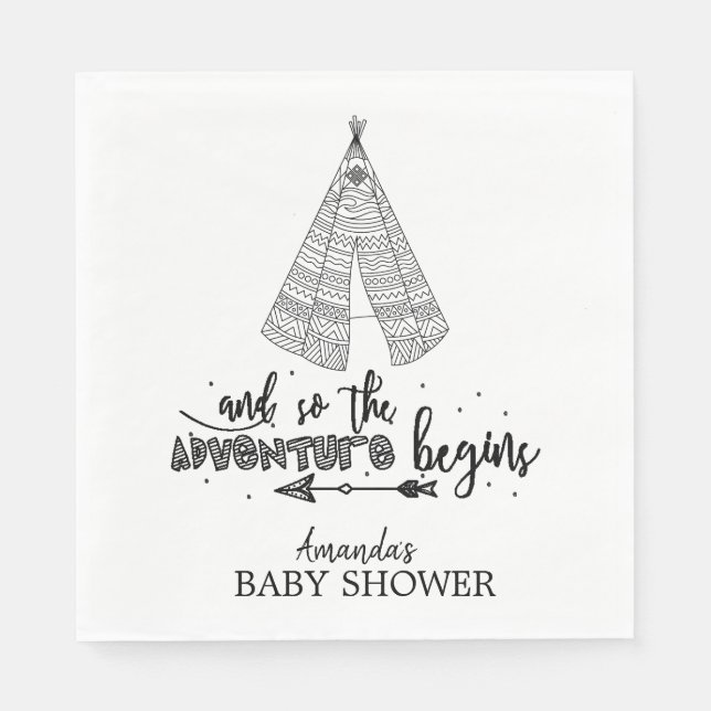 Serviette En Papier Teepee Adventure commence Baby shower papier servi (Devant)