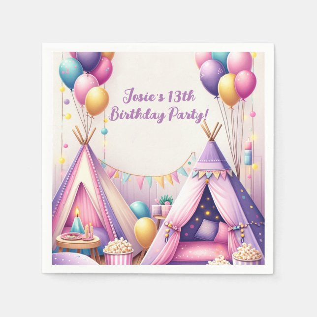 Serviette En Papier Teepee de charme coloré Anniversaire Soirée (Devant)