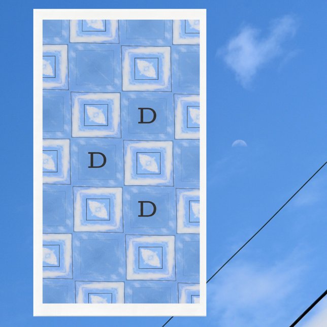 Serviette En Papier Teinture à tarte bleu et blanc avec initiales (Créateur téléchargé)