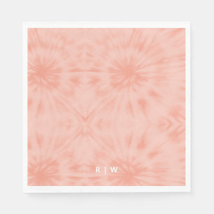 Serviette En Papier Teinture Tie-Dye   Rose Corail Pastel Moderne
