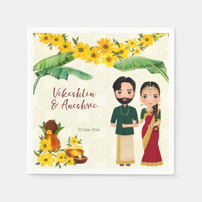 Serviette En Papier Telugu Tamil mariage indien du Sud personnalisé (Devant)