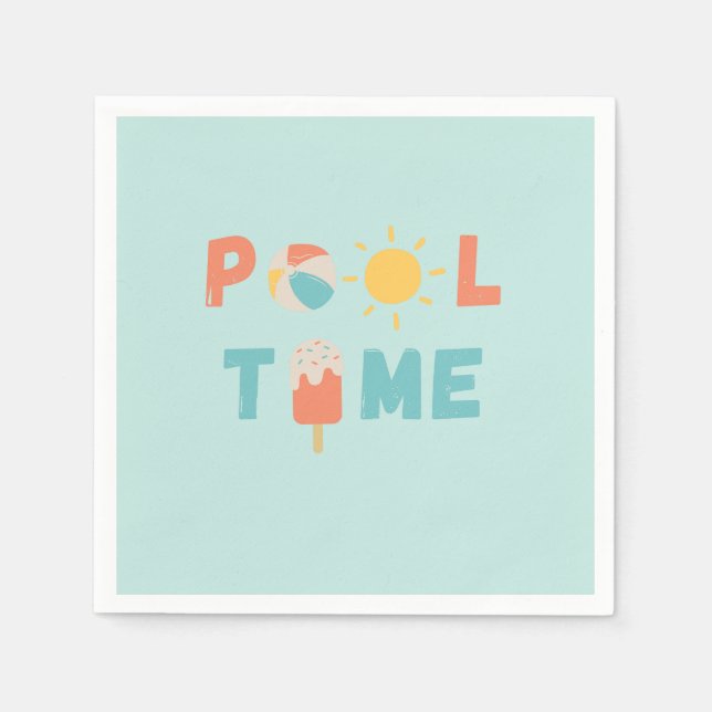 Serviette En Papier temps de la piscine. Serviettes et fournitures (Devant)