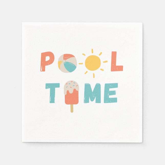 Serviette En Papier temps de la piscine. Serviettes et fournitures (Devant)