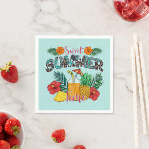 Serviette En Papier Temps d'été doux   Fruits tropicaux et fleurs