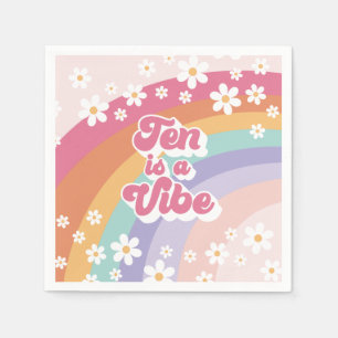 Serviette En Papier Ten est un Vibe Retro Rainbow 10th Birthday