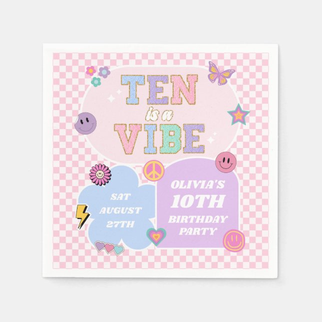 Serviette En Papier Ten Is A Vibe Preppy Patch 10th Birthday Party (Devant)