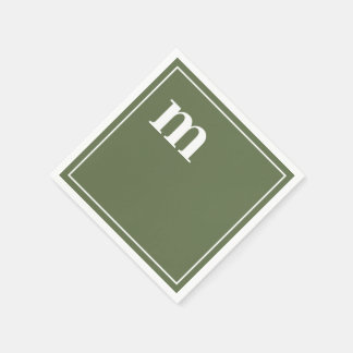 Serviette En Papier Tendance Gras Coque inférieur Monogramme Vert oliv