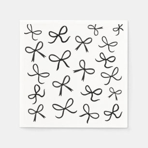 Serviette En Papier Tendance Mignons Petits Nœuds Noirs Blanc