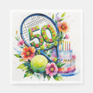 Serviette En Papier Tennis 50e Anniversaire balle de tennis et nombre