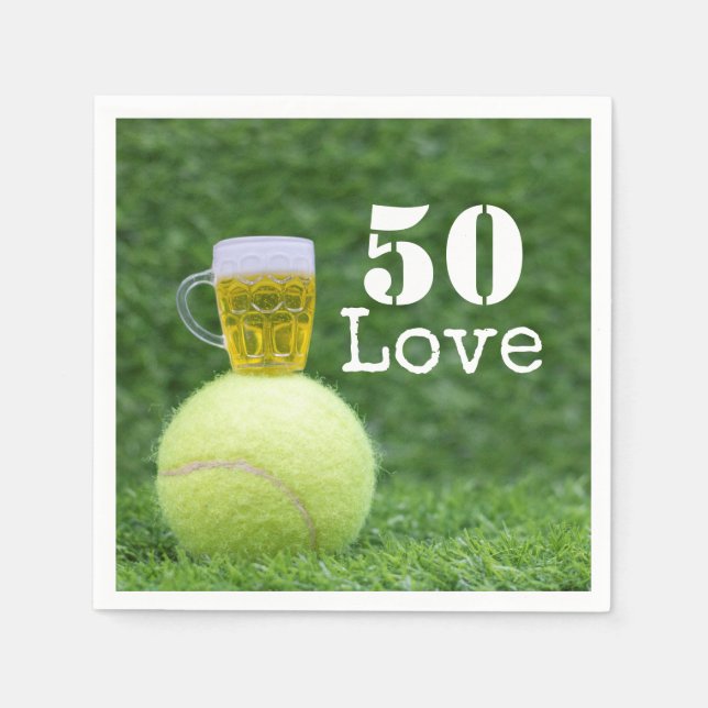 Serviette En Papier Tennis 50e anniversaire balle de tennis et numéro  (Devant)