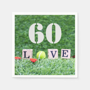 Serviette En Papier Tennis 60e anniversaire balle de tennis et amour d