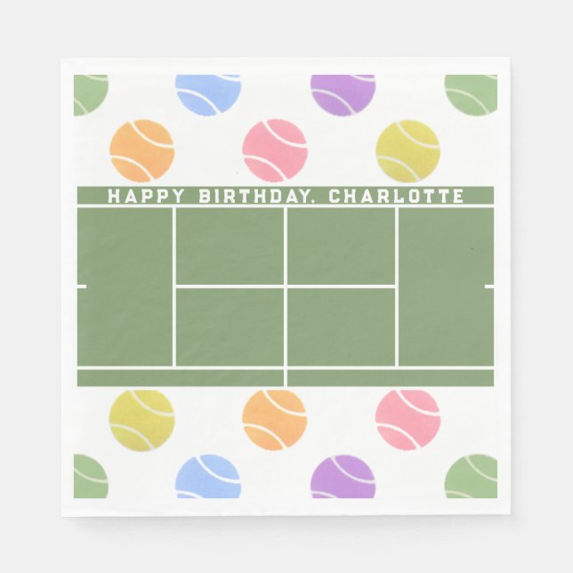 Serviette En Papier Tennis Anniversaire Personnalisé (Devant)