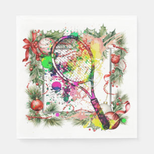 Serviette En Papier Tennis Christmas Wreath Watercolor