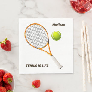 Serviette En Papier Tennis de nom et de texte personnalisés