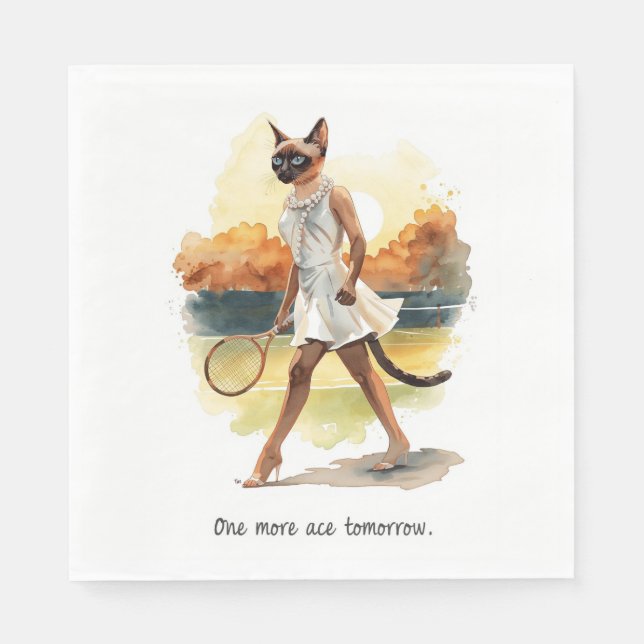 Serviette En Papier Tennis Funny Dire pour les Amoureux de les chats (Devant)