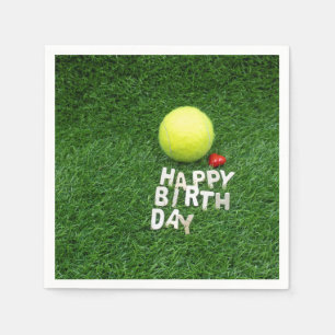 Serviette En Papier Tennis Joyeux anniversaire avec coeur d'amour