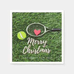Serviette En Papier Tennis Joyeux Noël avec amour boule et raquette