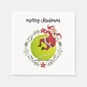 Serviette En Papier Tennis Joyeux Noël avec le Père Noël