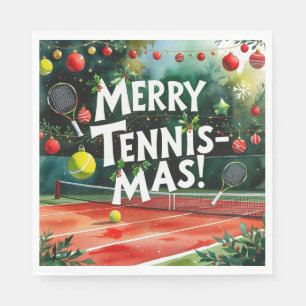 Serviette En Papier Tennis Noël thème Merry Tennis Mas