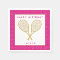 Tennis Party Chic or et rose Personnalisé