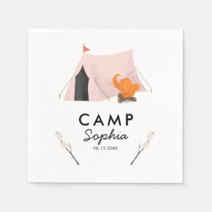 Serviette En Papier Tente Rose Cute Camping Fête d'anniversaire