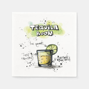 Serviette En Papier Tequila Boom Drink Recette Cocktail Napkin