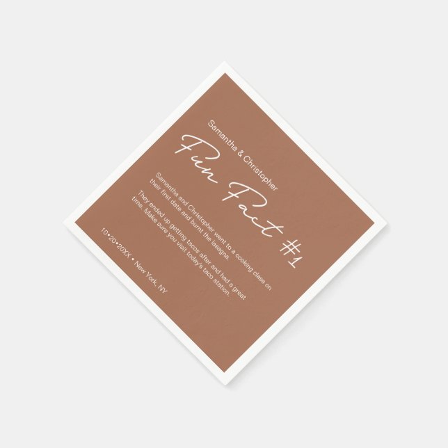 Serviette En Papier Terra cotta orange Simple Couple fun fact Mariage (Coin)