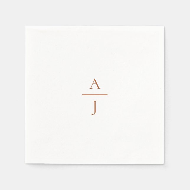 Serviette En Papier Terra Cotta Simple Mariage Monogram Napkins (Devant)