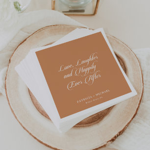 Serviette En Papier Terracotta Amour Rires et Heureux pour Toujours