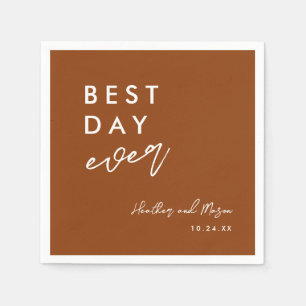 Serviette En Papier Terracotta Best Day Jamais Mariage Réception Servi