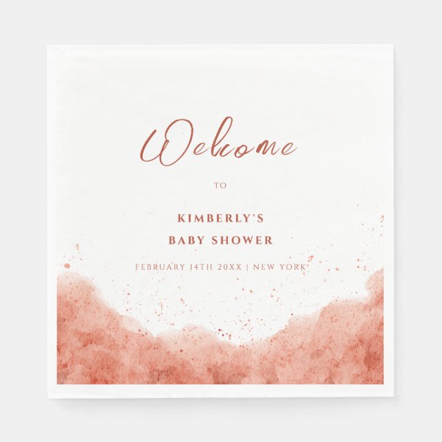 Serviette En Papier Terracotta Boho Desert Baby shower Bienvenue (Devant)