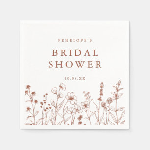 Serviette En Papier Terracotta Burnt Orange Fleur sauvage Fête des mar