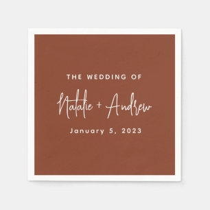 Serviette En Papier Terracotta Burnt Umber Classic Script Mariage