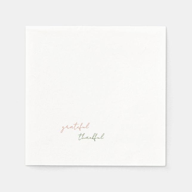 Serviette En Papier Terracotta & Green Script Grateful Thankful (Devant)