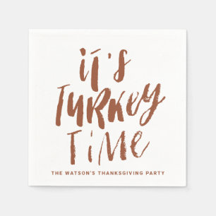 Serviette En Papier Terracotta Lettering It's Turkey Time Thanksgiving