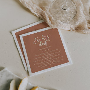 Serviette En Papier Terracotta Minimaliste Trivia Fun Faits Mariage