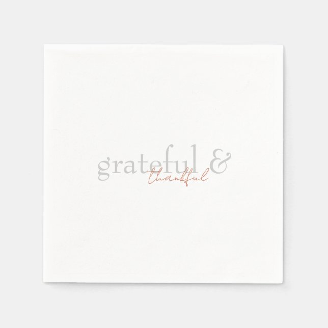 Serviette En Papier Terracotta moderne et vert Grateful Thankful II (Devant)
