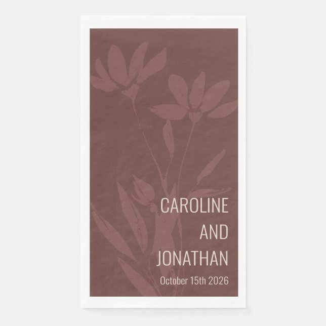 Serviette En Papier Terracotta moderne Floral Line Art Mariage Personn (Devant)