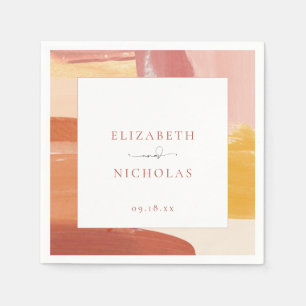 Serviette En Papier Terracotta Sunrise Serviettes de mariage monogra